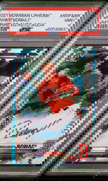 2021 Brainer Bonaci 2021 Bowman Chrome Sapphire Edition Autographs #BSPABB AQUA PSA 9