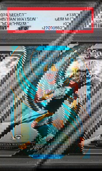 2024 Panini Select Light Blue Prizm Christian Watson #138 /39 PSA 10