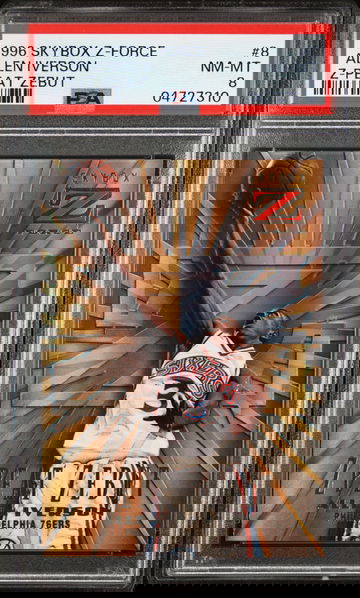 Allen Iverson 1996 Skybox Z-Force Z-Peat Zebut PSA 8