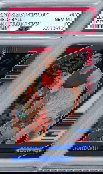 2020 Panini Prizm Draft Picks Red/White/Blue Prizm LaMelo Ball #43 *PSA 10* Charlotte Hornets