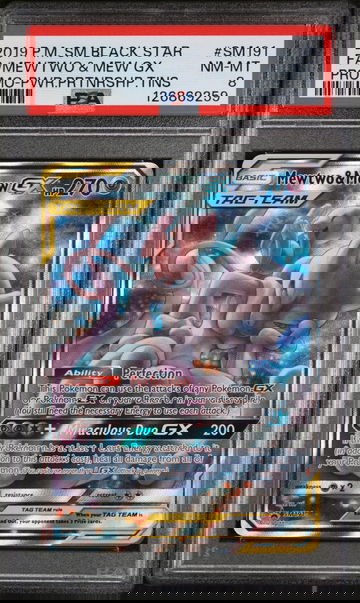 2019 Pokemon Sun and Moon Black Star Promo Power Partnership Tins Mew/Mewtwo Gx #SM191 PSA 8