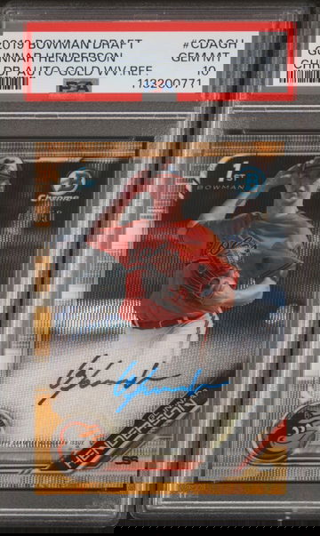 2019 Bowman Draft Gold Wave Refractor Gunnar Henderson #CDA-GH Auto /50 PSA 10