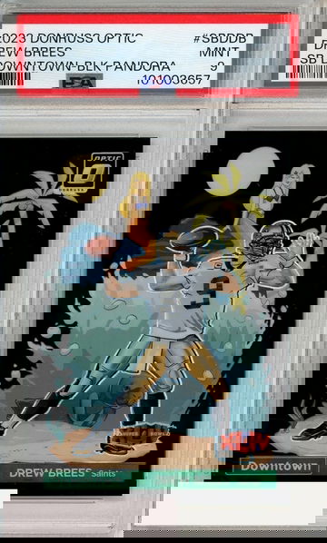 2023 PANINI DON OPTIC SB DOWNTOWN DREW BREES #SBDDB BLK PAND PSA 9