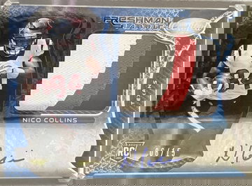 2021 Nico Collins Certified Freshman Fabric Autograph Jumbo Tri Color Patch 06/15 Rookie #230