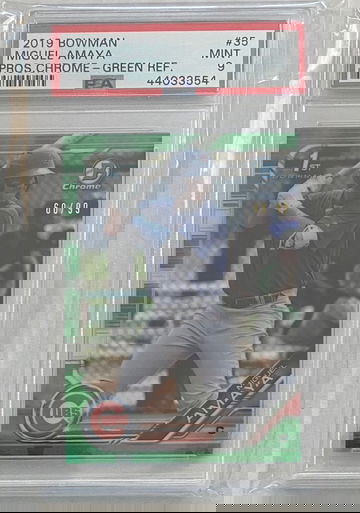 2019 Bowman Miguel Amaya 1st Chrome Green Refractor #60/99 PSA 9