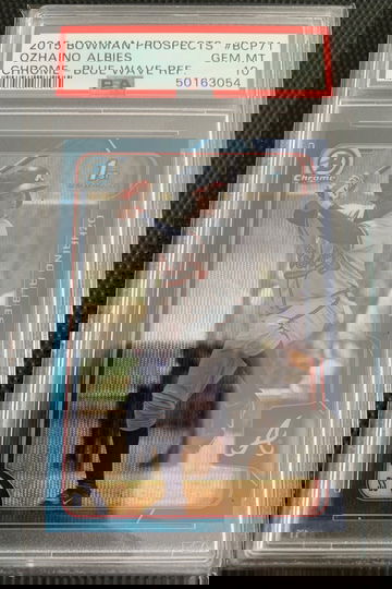 2015 Bowman Chrome Ozzie Albies blue wave refractor PSA 10