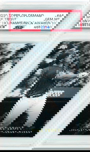 2020 Topps On Demand #A6 Mike Trout B&W '19 Champions & Awards PSA 10 GEM MINT!