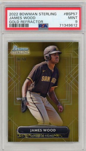 2022 Bowman Sterling James Wood Gold Refractor #'d 38/50 PSA 9 MINT BSP57