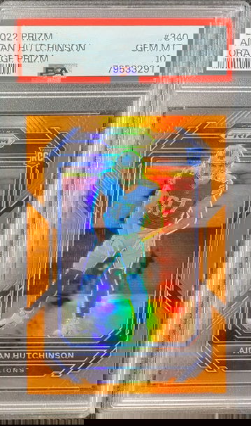 2022 Panini Prizm - #340 Aidan Hutchinson Orange Prizm RC /249 PSA 10 Lions