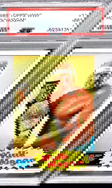 1985 Topps WWF Hulk Hogan #1 Rookie WWE HOF Gold Background *PSA 7 NEAR MINT* RC