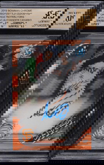 2019 Bowman Chrome Alexander Canario Rookie Auto /25 Orange Refractor- BGS 9.5/10