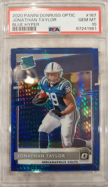 2020 Panini Donruss Optic Jonathan Taylor Blue Hyper Psa 10 Gem Mint 