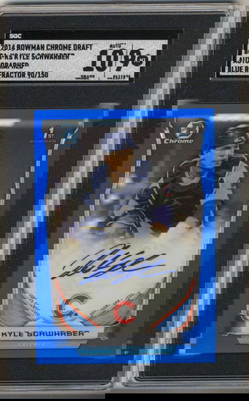 2014 Bowman Chrome Draft Draft Pick Autographs Blue Refractors #BCAKS Kyle Schwarber SGC