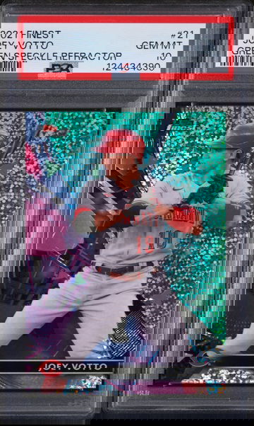 2021 Topps Finest Green Speckle Refractor Joey Votto #21 /125 PSA 10