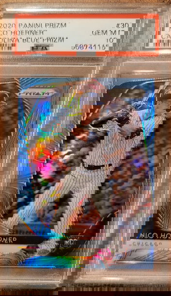 Nico Hoerner 2020 Panini Prizm Carolina Blue Prizm PSA 10 Gem Mint