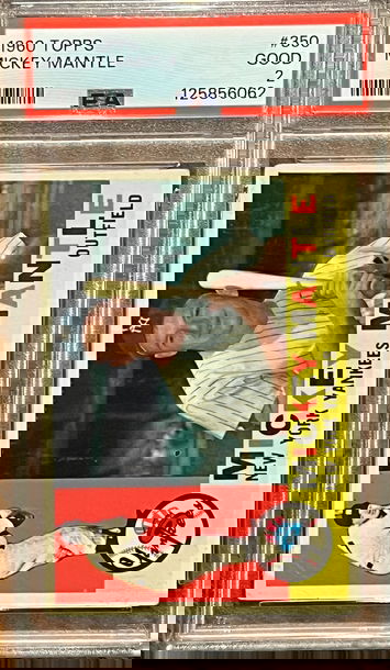 1960 Topps baseball # 350 Mickey Mantle PSA 2