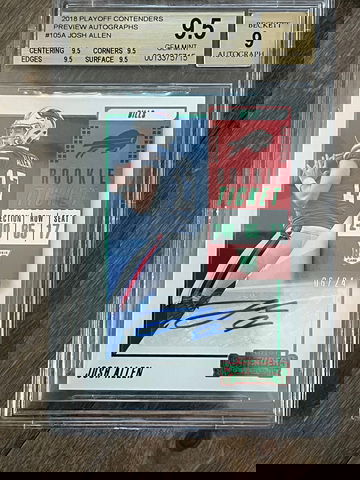 2018 panini contender Josh Allen 105A RC Rookie Ticket Preview 6/24 BGS 9.5 Auto TRUE GEM