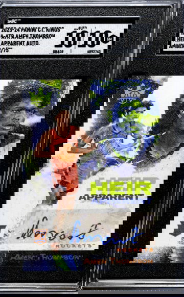 2023 PANINI COURT KINGS HEIR AMEN THOMPSON AUTO RC ROOKIE CARD AMBER 2/75 SGC 10 AUTO 10