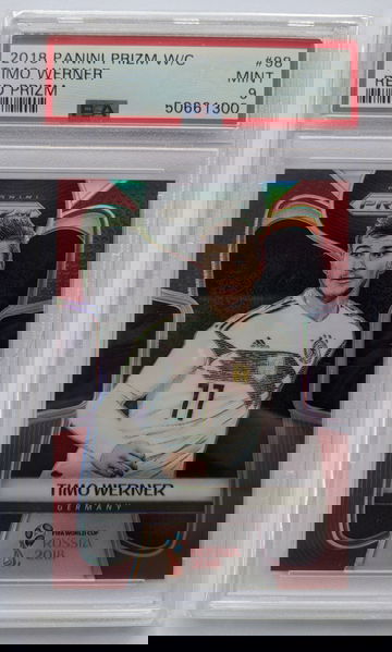 2018 Panini Prizm World Cup Red Prizm 109/149 #98 Timo Werner PSA 9 (Ships UPS from Canada)