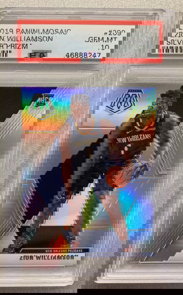 ZION WILLIAMSON 2019 MOSAIC TRUE SILVER PRIZM RC #209 PSA 10 GEM MINT