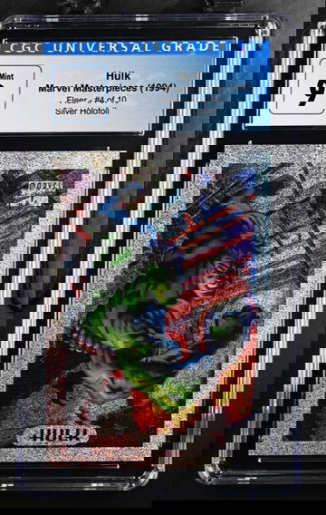 1994 MARVEL MASTERPIECES SILVER HOLOFOIL HULK #4 CGC 9 MINT