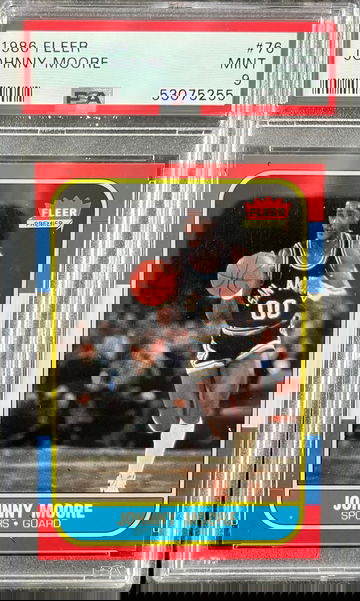 1986 Fleer Basketball #76 Johnny Moore San Antonio Spurs PSA 9 MINT