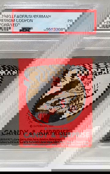 1940 Leader Candy Superman RC - PSA 1 POOR Premium Coupon Perforated Rookie card