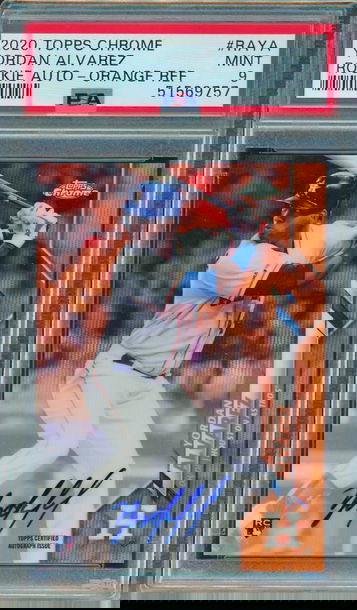 2020 Topps Chrome Yordan Alvarez Orange Refractor /25 Auto PSA 9