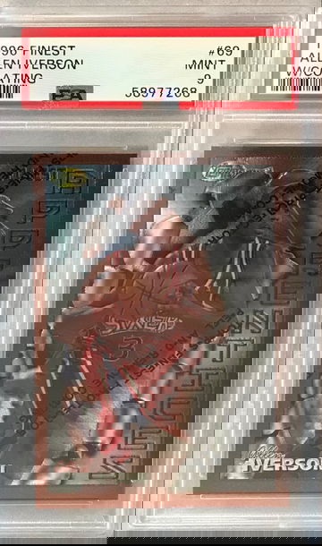 Allen Iverson 1996 Finest #69 w/ Coating Rookie RC PSA 9 Mint - 76ers