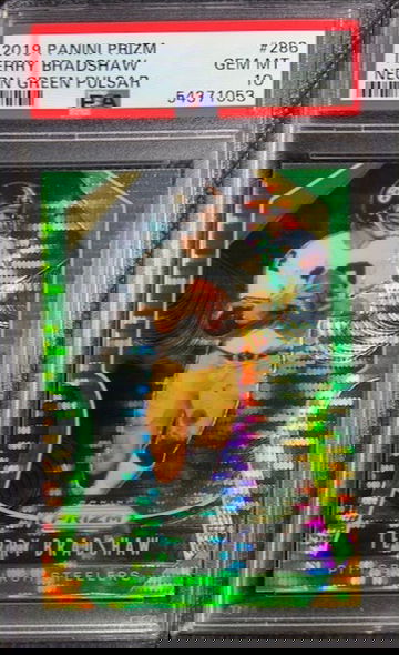 2019 Panini Prizm Neon Green Pulsar #286 Terry Bradshaw PSA 10 Gem Mint POP 1