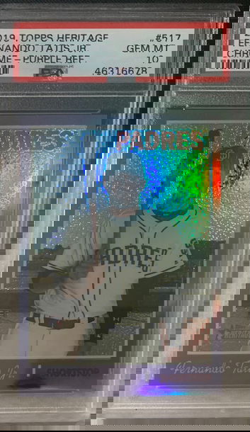 2019 Topps Heritage Fernando Tatis Jr Chrome Purple Refractor PSA 10