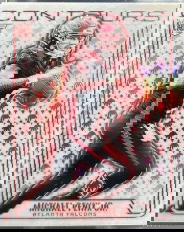 Michael Penix Jr Red Contours Rc's x3 card Bundle, Airborne silver variation & Red Score Parallel