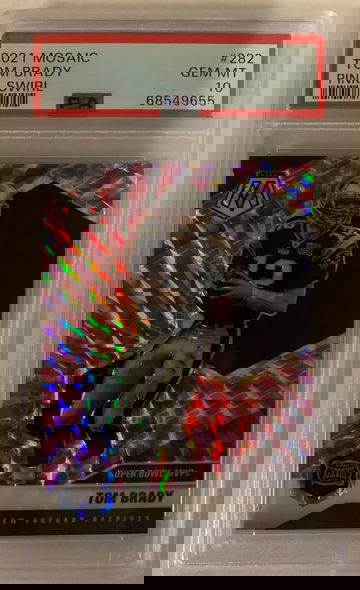 2021 Panini Mosaic Tom Brady Pink Swirl /11 SSP PSA 10