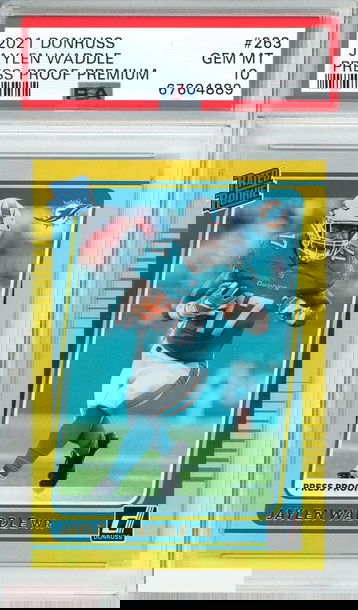 2021 PANINI DONRUSS JAYLEN WADDLE #263 PRESS PROOF PREMIUM RC PSA 10 GEM MT