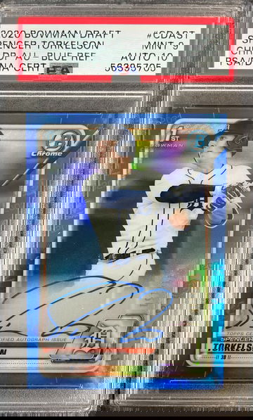 Spencer Torkelson Bowman Draft Blue Refractor Auto PSA 9