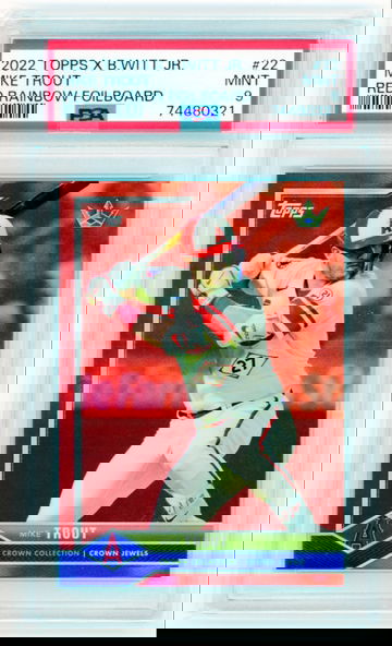 2022 Topps X B. Witt Jr. #22 Mike Trout Red Rainbow Foil Board PSA 9 MINT!