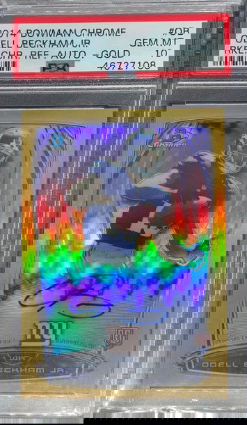 2014 Bowman Chrome Odell Beckham Jr. Gold Refractor Auto PSA 10