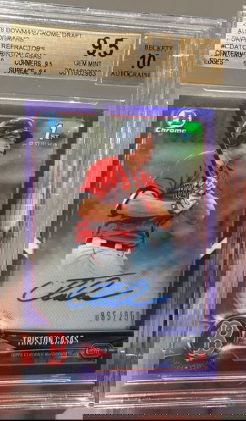2018 Bowman Chrome Triston Casas 1st Rookie Purple Auto Refractor /250 BGS 9.5 Auto 10 
