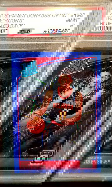 2018 Panini Donruss Optic Trae Young Blue Velocity PSA 9