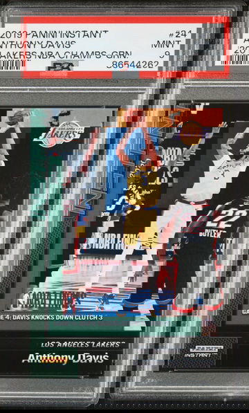 Anthony Davis 2020 Panini Lakers NBA Champions #24 Green Card 10/10 PSA 9 Mint