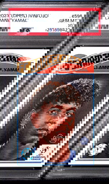 2023 TOPPS LIVING UEFA CHAMPIONS LEAGUE LAMINE YAMAL #596 RC ROOKIE PSA 10