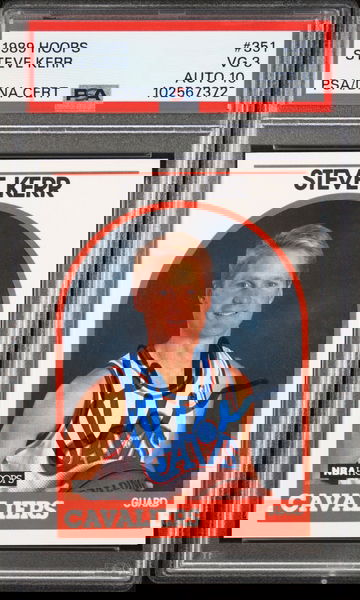 1989 Hoops #351 Steve Kerr signed rookie PSA 3 Auto 10 Cleveland Cavaliers