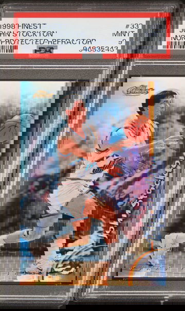 1998 JOHN STOCKTON FINEST NON-PROTECTED-REFRACTOR #33 PSA 9 BK.A3.41