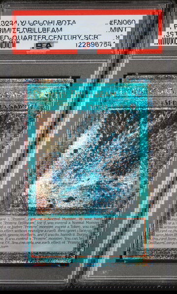 2024 Yu-Gi-Oh! #EN060 Primite Drillbeam 1st Ed-Quarter Century SCR. PSA 9