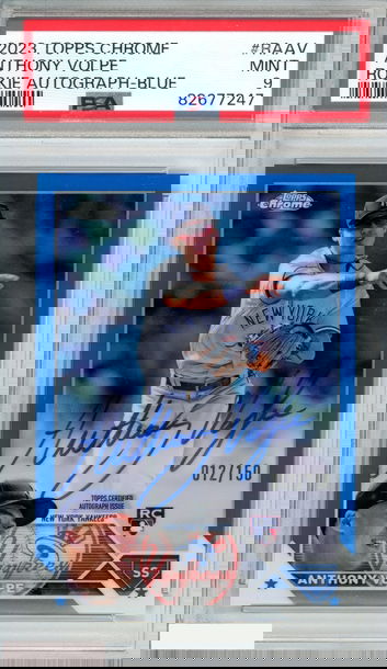 2023 TOPPS CHROME ROOKIE AUTOGRAPH ANTHONY VOLPE #RAAV BLUE 12 OF 150 RC PSA 9