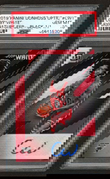 2019 Coby White Panini Optic Signature Series Rookie Black Prizm Auto #1/1 PSA 10