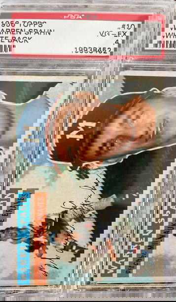 1956 Topps #10 Warren Spahn White Back PSA 4 VG-EX