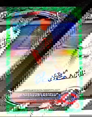 2025 Bowman 1st Chrome  Haritzon Castillo  Green Reptilian On Card Auto  /99   Twins