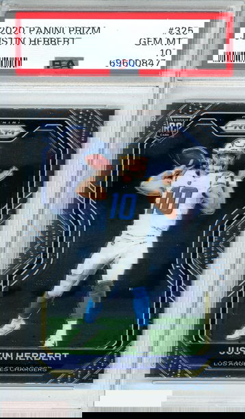 2020 PANINI PRIZM JUSTIN HERBERT #325 LOS ANGELES CHARGERS RC PSA 10 GEM MT