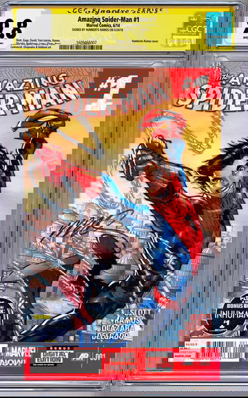 AMAZING SPIDER-MAN #1 CGC-SS 9.8 SIGNED BY COVER ARTIST HUMBERTO RAMOS 2014